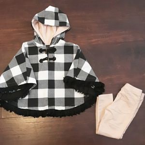 Girls Plaid Poncho Winter Set